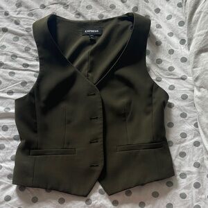 Express Dark Green Buttoned Vest